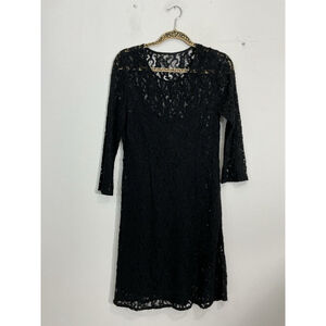 Womans Broadway & Broome 12 Black Lace Lined Knee Length Pencil Formal Dress